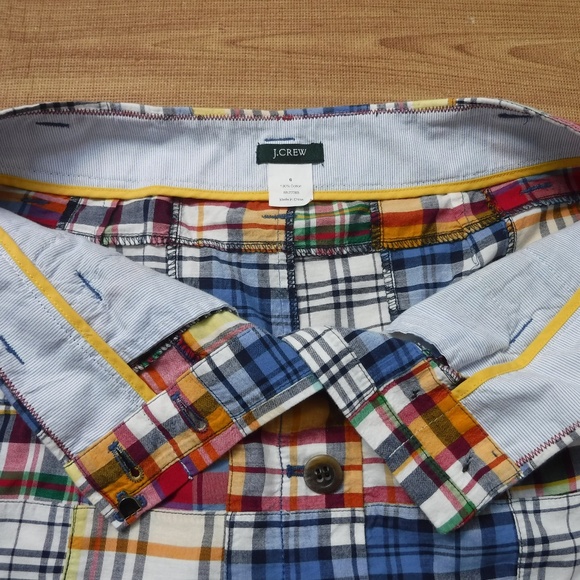 J. Crew Multi-Color Checks Button Up Mini Skirt - Picture 3 of 7